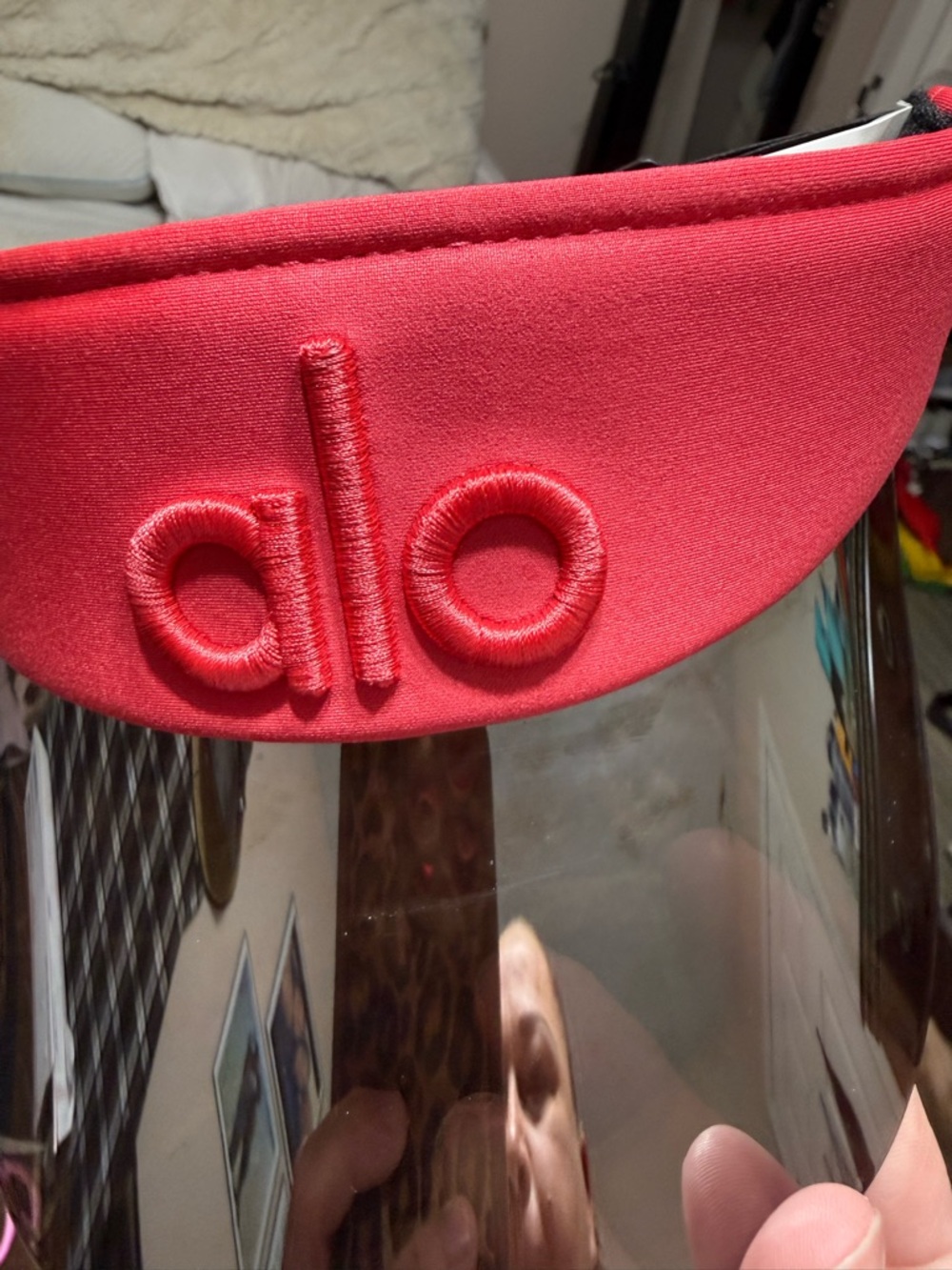 ALO Yoga Red and Black Visor with Embossed Logo - Picture 7 of 9